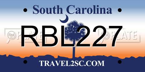 RBL227 South Carolina License Plate