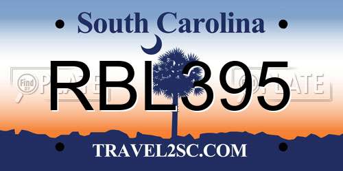 RBL395 South Carolina License Plate
