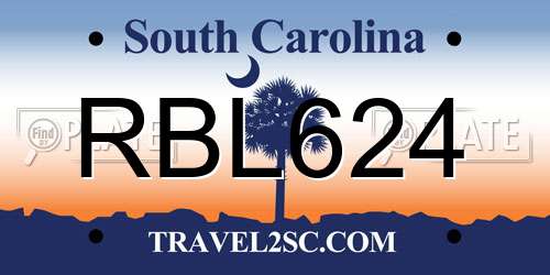 RBL624 South Carolina License Plate