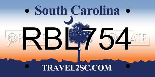 RBL754 South Carolina License Plate
