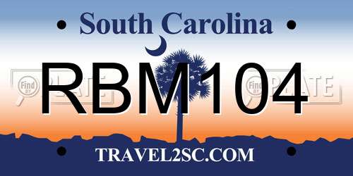 RBM104 South Carolina License Plate