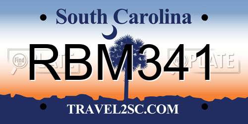 RBM341 South Carolina License Plate