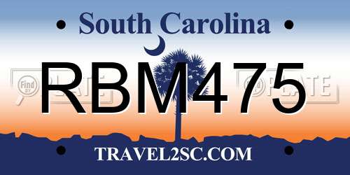 RBM475 South Carolina License Plate