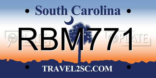 RBM771 South Carolina License Plate