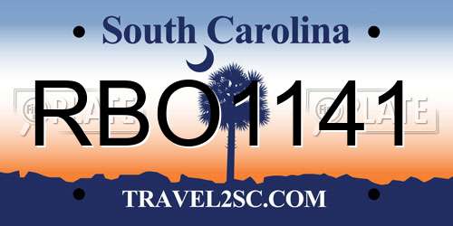 RBO1141 South Carolina License Plate