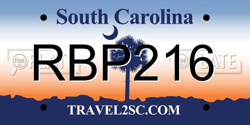 RBP216 South Carolina License Plate