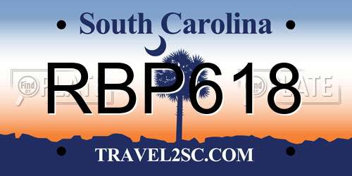 RBP618 South Carolina License Plate