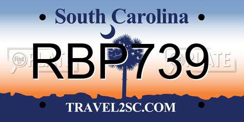 RBP739 South Carolina License Plate