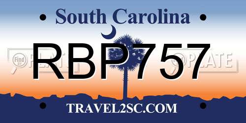 RBP757 South Carolina License Plate