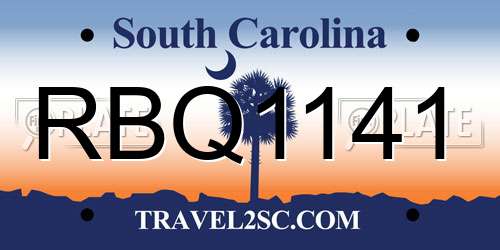 RBQ1141 South Carolina License Plate