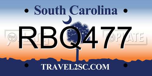 RBQ477 South Carolina License Plate