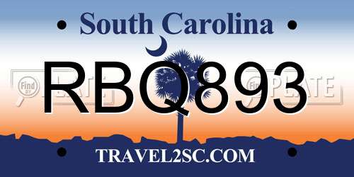 RBQ893 South Carolina License Plate