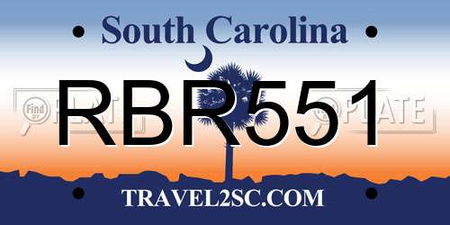 RBR551 South Carolina License Plate