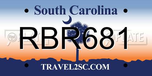 RBR681 South Carolina License Plate