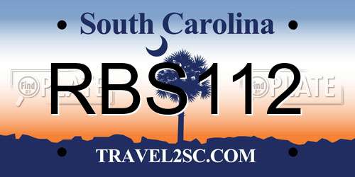RBS112 South Carolina License Plate