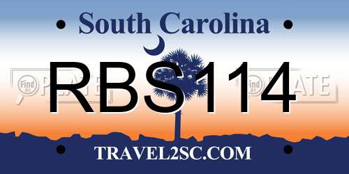 RBS114 South Carolina License Plate