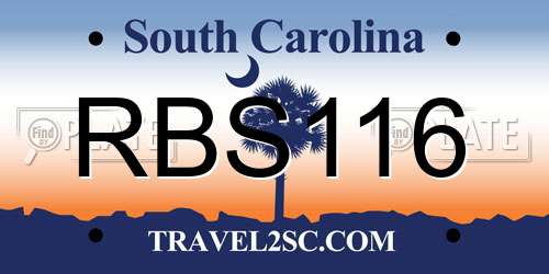 RBS116 South Carolina License Plate