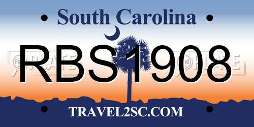 RBS1908 South Carolina License Plate