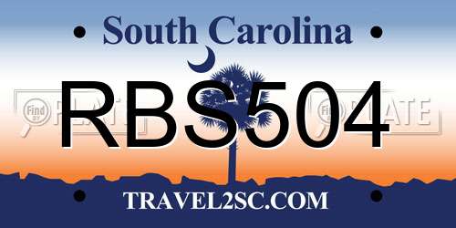 RBS504 South Carolina License Plate