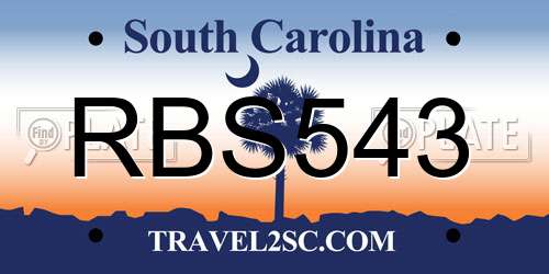 RBS543 South Carolina License Plate