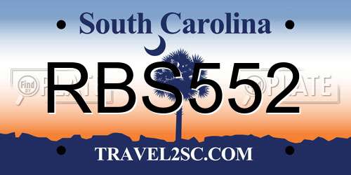 RBS552 South Carolina License Plate