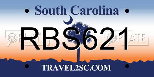 RBS621 South Carolina License Plate