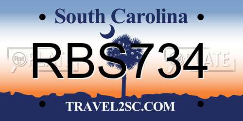 RBS734 South Carolina License Plate