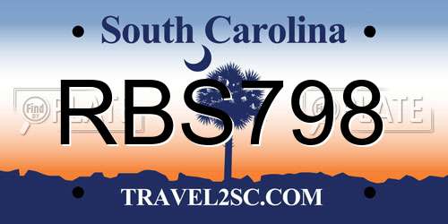 RBS798 South Carolina License Plate