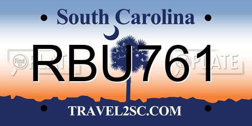 RBU761 South Carolina License Plate