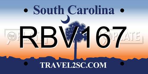 RBV167 South Carolina License Plate