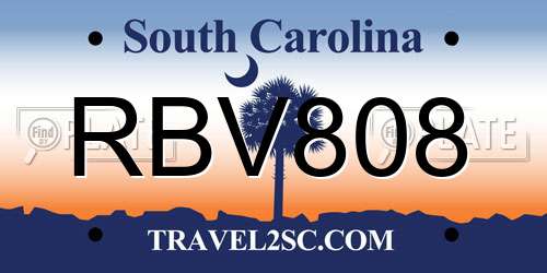 RBV808 South Carolina License Plate
