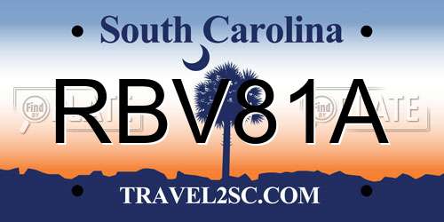 RBV81A South Carolina License Plate