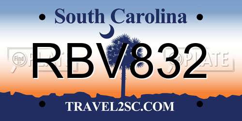 RBV832 South Carolina License Plate
