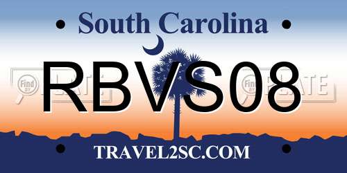 RBVS08 South Carolina License Plate