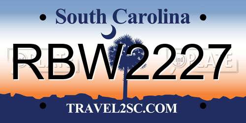 RBW2227 South Carolina License Plate