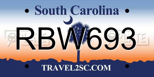 RBW693 South Carolina License Plate