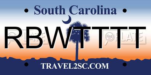RBWTTTT South Carolina License Plate