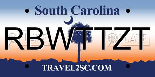 RBWTTZT South Carolina License Plate