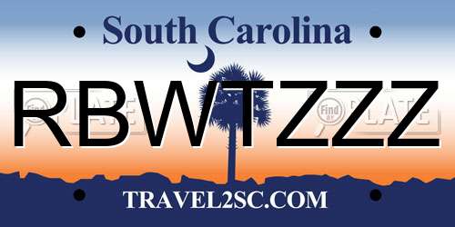 RBWTZZZ South Carolina License Plate
