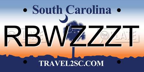 RBWZZZT South Carolina License Plate