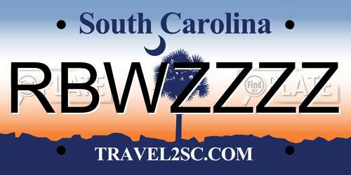RBWZZZZ South Carolina License Plate