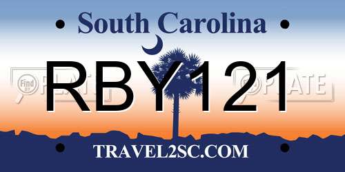 RBY121 South Carolina License Plate