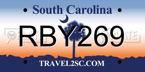 RBY269 South Carolina License Plate