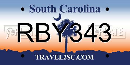 RBY343 South Carolina License Plate