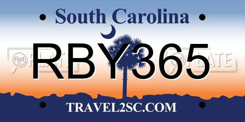 RBY365 South Carolina License Plate