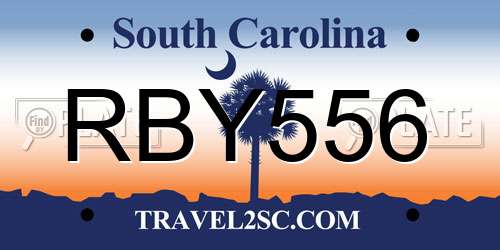 RBY556 South Carolina License Plate
