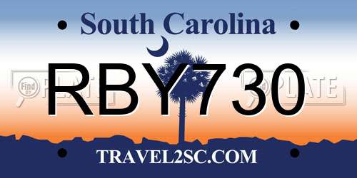 RBY730 South Carolina License Plate