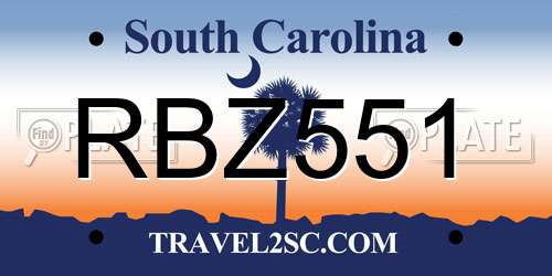 RBZ551 South Carolina License Plate