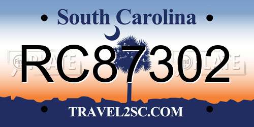 RC87302 South Carolina License Plate