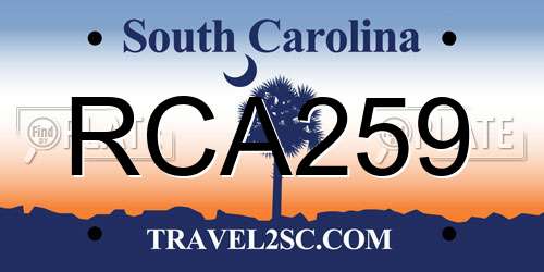 RCA259 South Carolina License Plate